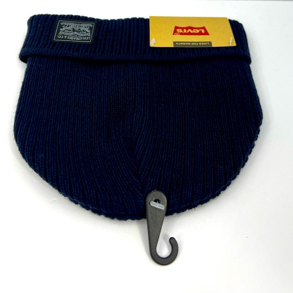 LEVI’S, WARM & COMFORTABLE BEANIE, LINED WITH FLEECE, UNISEX,ONE SIZE, NAVY BLUE - Picture 14 of 15